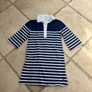 Vineyard Vines Girls Dress XS (5-6) Navy White Stripe Rugby Polo